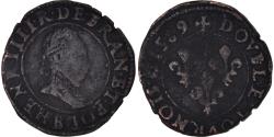 World Coins - Coin, France, Henri III, Double Tournois, 1589, Rouen, , Copper