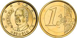 World Coins - Spain, 1 Euro, Juan Carlos I, Présidence de l'Union Européenne, 2001, golden