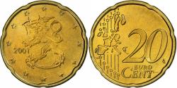 World Coins - Finland, 20 Euro Cent, 2001, Vantaa, Brass, , KM:102
