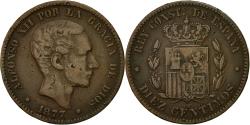 World Coins - Coin, Spain, Alfonso XII, 10 Centimos, 1877, , Bronze, KM:675