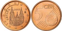 World Coins - Spain, Juan Carlos I, 5 Euro Cent, BU, 2003, Madrid, Copper Plated Steel