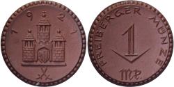 World Coins - Weimar Republic, Stadt Freiberg, 1 Mark, 1921, , Porcelain