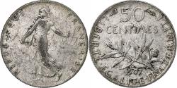 World Coins - France, 50 Centimes, Semeuse, 1907, Paris, Silver, , Gadoury:420