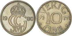 World Coins - Coin, Sweden, Carl XVI Gustaf, 10 Öre, 1980, Copenhagen,
