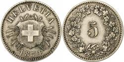 World Coins - Switzerland, 5 Rappen, 1874, Bern, Billon, , KM:5