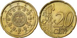 World Coins - Portugal, 20 Euro Cent, 2002, Lisbon, Nordic gold,