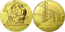 World Coins - France, Medal, Électricité de France et gaz de France, Dropsy, , Gilt