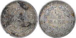 World Coins - Germany, Wilhelm II, 1/2 Mark, 1905, Muldenhütten, Silver, EF(40-45)