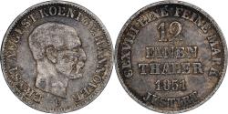 World Coins - German States, HANNOVER, Ernst August, 1/12 Thaler, 3 Mariengroschen, 1851