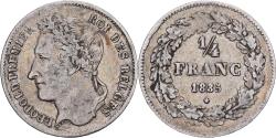 World Coins - Belgium, Leopold I, 1/4 Franc, 1835, Brussels, Silver,