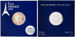 World Coins - France, 20 Euro, Semeuse, G20 Summit, Proof, 2011, MDP, Silver,