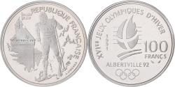 World Coins - France, 100 Francs, 1992 Olympics, Albertville, Cross-country Skiing, 1991