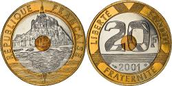 World Coins - Coin, France, Mont Saint Michel, 20 Francs, 2001, Pessac, BE,