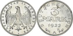 World Coins - Coin, GERMANY, WEIMAR REPUBLIC, 3 Mark, 1922, Berlin, , Aluminum, KM:28