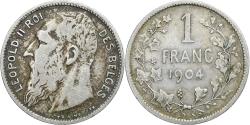 World Coins - Belgium, Leopold II, Franc, 1904, Brussels, Silver,
