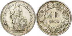 World Coins - Switzerland, 1/2 Franc, 1948, Bern, Silver, , KM:23