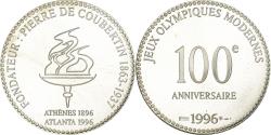 World Coins - France, Medal, 100ème Anniversaire des Jeux Olympiques, P. de Coubertin, 1996