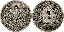 World Coins - GERMANY - EMPIRE, Wilhelm II, 1/2 Mark, 1906, Berlin, Silver, , KM:17
