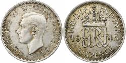 World Coins - South Africa, George VI, 6 Pence, 1945, Silver, , KM:177