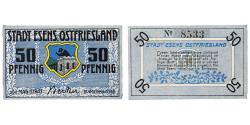 World Coins - Banknote, Germany, Esens Stadt, 50 Pfennig, tour, UNC(60-62), Mehl:E29.3