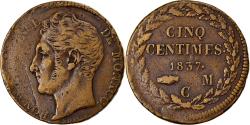 World Coins - Coin, Monaco, Honore V, 5 Centimes, Cinq, 1837, Monaco, Grosse tête,