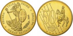 World Coins - Great Britain, Medal, 50 C, Essai Trial, 2002, Copper-Nickel Gilt,