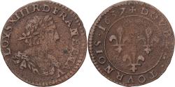 World Coins - Coin, France, Louis XIII, Double Tournois, 1637, , Copper, Gadoury:11