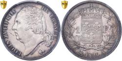 World Coins - France, Louis XVIII, 1 Franc, 1820, Paris, TOP POP, Silver, PCGS,