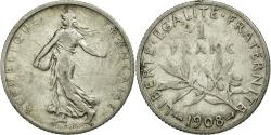 World Coins - Coin, France, Semeuse, Franc, 1908, , Silver, Gadoury:467