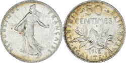 World Coins - Coin, France, Semeuse, 50 Centimes, 1918, Paris, , Silver, KM:854