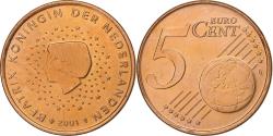 World Coins - Netherlands, 5 Euro Cent, 2001, Utrecht, Copper Plated Steel,