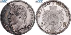 World Coins - France, Napoleon III, 5 Francs, 1861, Paris, Petit A, Silver, NGC,