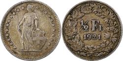 World Coins - Switzerland, 1/2 Franc, 1921, Bern, Silver, , KM:23