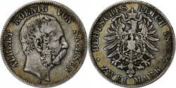 World Coins - German States, SAXONY-ALBERTINE, Albert, 2 Mark, 1876, Dresden, Silver