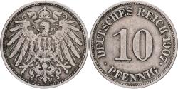 World Coins - German Empire, Wilhelm II, 10 Pfennig, 1907, Hamburg, Copper-nickel,
