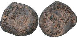 World Coins - France, Henri III, Double Tournois, 1586, La Rochelle, Copper,
