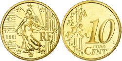 World Coins - France, 10 Euro Cent, 2001, Proof, , Brass, KM:1285