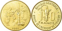 World Coins - Coin, West African States, 10 Francs, 1981, , Brass, KM:E12