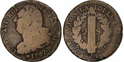 World Coins - France, Louis XVI, 2 sols Français, 1792 / AN 4, Strasbourg, Cuivre,