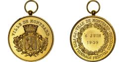 World Coins - France, Medal, Fête fédérale, ville de Montbard, 1909, Gilt Bronze,