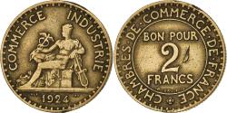 World Coins - France, 2 Francs, Chambre de commerce, 1924, Paris, Aluminum-Bronze,