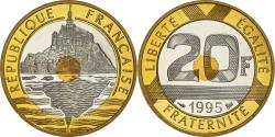 World Coins - Coin, France, Mont Saint Michel, 20 Francs, 1995, Paris, Proof,