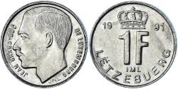 World Coins - Coin, Luxembourg, Jean, Franc, 1991, , Nickel plated steel, KM:63
