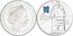 World Coins - Great Britain, 5 Pounds, Churchill, 2010, Silver,
