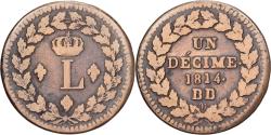 World Coins - France, Louis XVIII, Decime, 1814, Strasbourg, Bronze, , Gadoury:196d