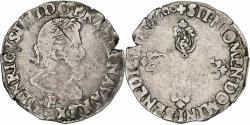 World Coins - France, Henri IV, 1/2 Franc buste lauré, 1600, Angers, Silver,
