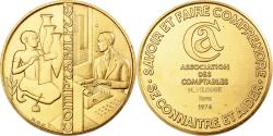 World Coins - France, Medal, Association des Comptables, 1974, Gilt Bronze,
