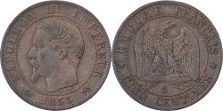World Coins - France, Napoleon III, 5 Centimes, 1855, Rouen, Anchor, Bronze,