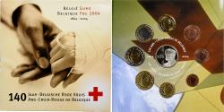 World Coins - Belgium, Coffret 1c. à 2€ + jeton, 140 ans de La Croix Rouge, FDC, 2004