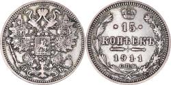 World Coins - Coin, Russia, Nicholas II, 15 Kopeks, 1911, Saint-Petersburg, , Silver